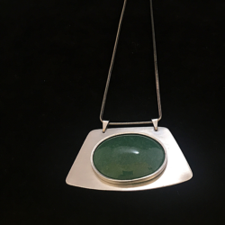 Colar Placa Trapézio Quartzo Verde